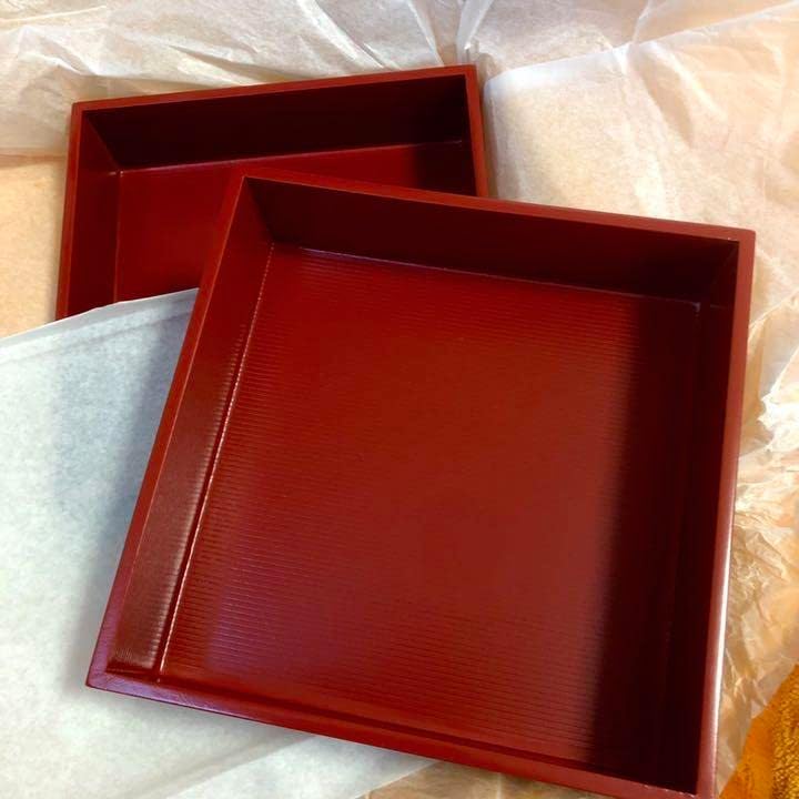 会津塗り 二段 重箱 会津塗り重箱 (取手付き木箱入り) 木製本漆塗